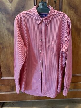 Ralph Lauren Red and White Pinstripe Dress Shirt